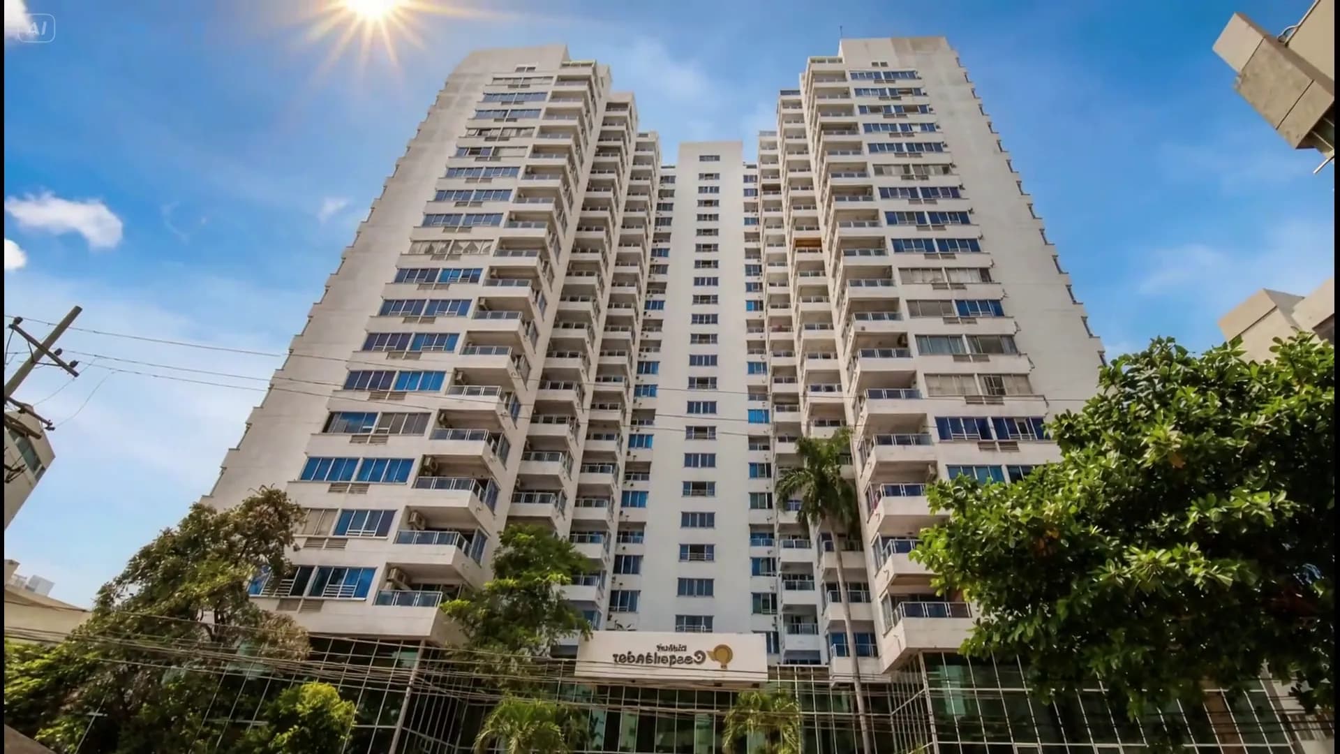 Apartamentos en El Laguito, Cartagena de Indias, edificio frente al Hilton Cartagena al atardecer