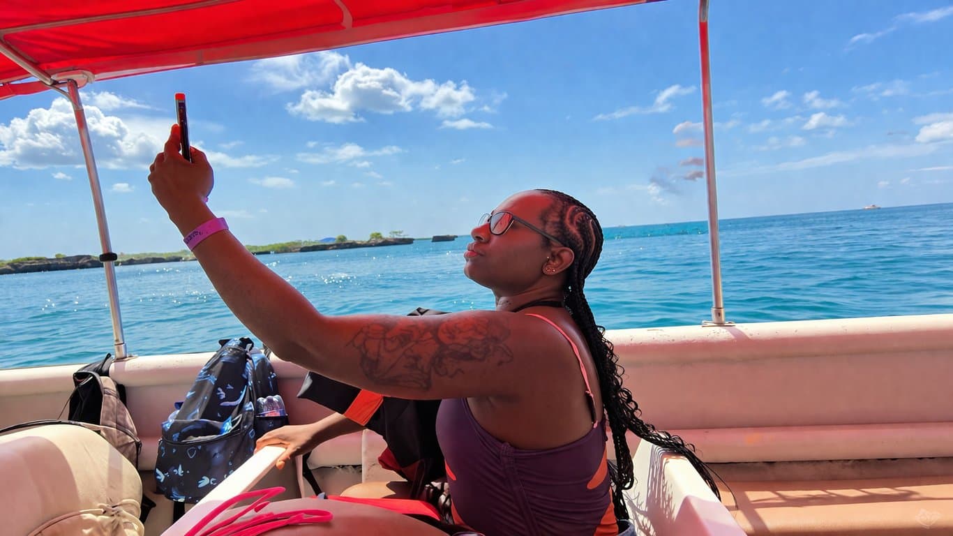 Hip Hop Party Boat Cholón - Selfie under the red canopy